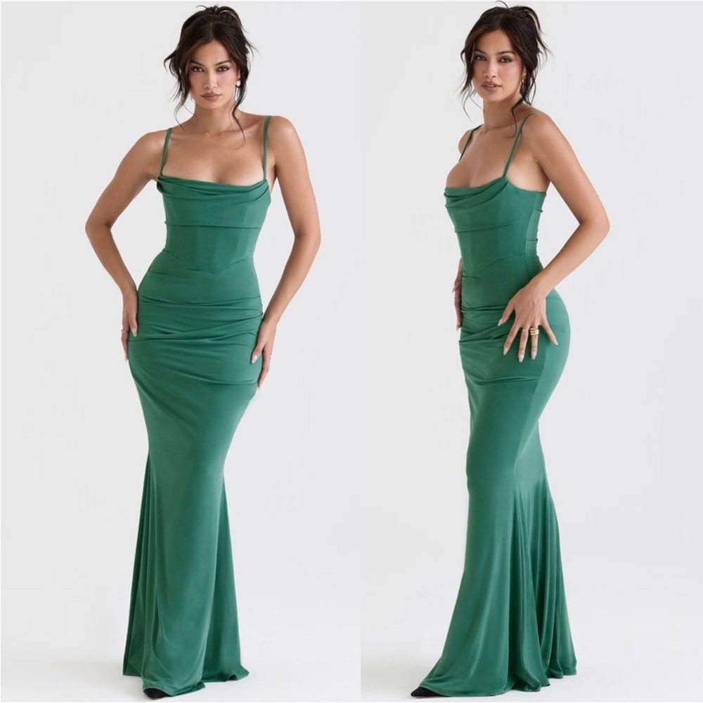 NWOT HOUSE OF CB 'Milena' Forest Corset Maxi Dress (Size XS-US 2-4)